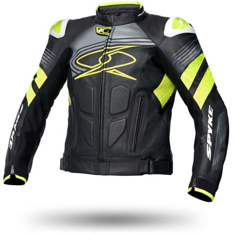 Giubotto Moto Uomo Racing In Pelle Spyke Estoril Evo | Nero Giallo Fluo