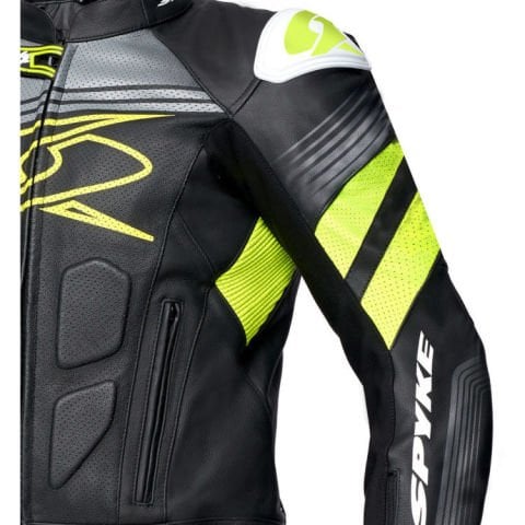 Giubotto Moto Uomo Racing In Pelle Spyke Estoril Evo | Nero Giallo Fluo