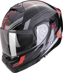 Casco Da Moto Modulari SCORPION EXO 930 | SIKON Nero Rosso Argento
