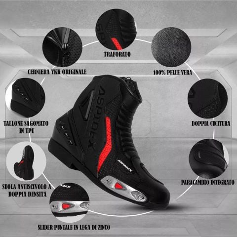 Eleganza Senza Sforzo: Scarpe in Pelle con Comfort Innovativo | Nero - Rosso