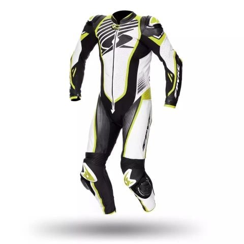 SPYKE ARAGON RACE Tuta Pelle KANGOORO Pista Moto Protezioni CE Omologate Intera - Giallo