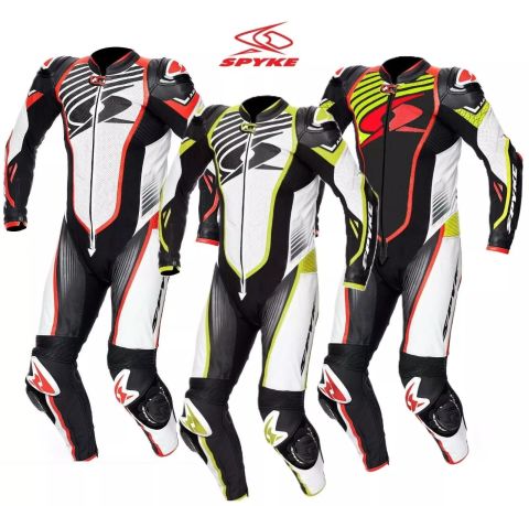SPYKE ARAGON RACE Tuta Pelle KANGOORO Pista Moto Protezioni CE Omologate Intera - Giallo