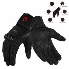 Guanti Moto Pelle Traforati Aspidex - Protezioni Carbonio, Estivi | Nero