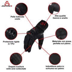 Guanti Moto Pelle Traforati Aspidex - Protezioni Carbonio, Estivi | Nero
