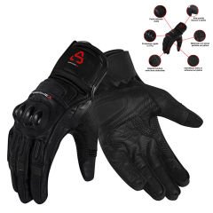 Guanti Moto Pelle Traforati Aspidex - Protezioni Carbonio, Estivi | Nero