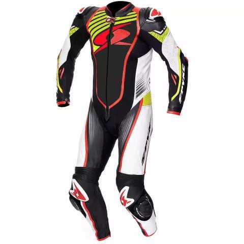 SPYKE ARAGON RACE Tuta Pelle KANGOORO Pista Moto Protezioni CE Omologate Intera |  Nero