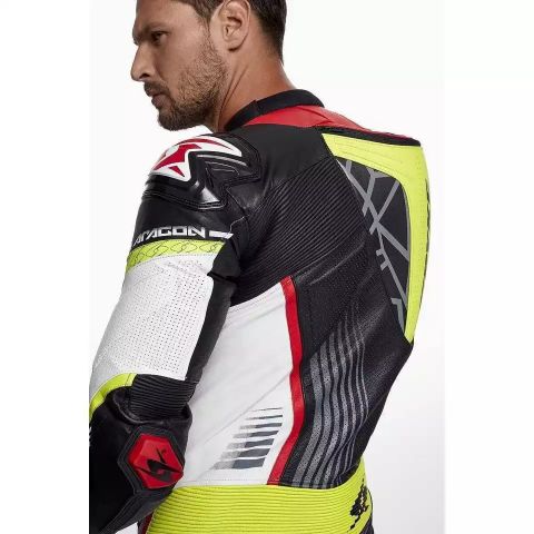 SPYKE ARAGON RACE Tuta Pelle KANGOORO Pista Moto Protezioni CE Omologate Intera |  Nero