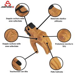 Guanti da Moto in Pelle da Uomo(WAX GIALLO)