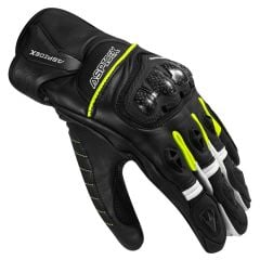 Guanti Moto Pelle Turismo/Racing con Protezioni in Carbonio - Nero/Giallo