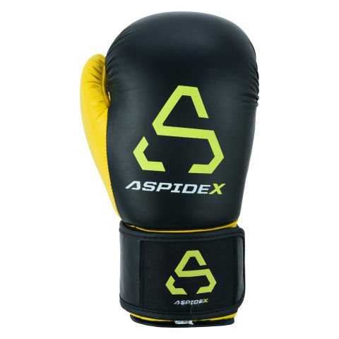 ASPIDEX Guantoni da Boxe Muay Thai - Nero | Giallo-1