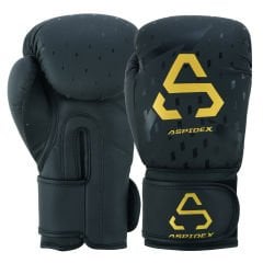 ASPIDEX Guantoni da Boxe Muay Thai - Nero | Giallo