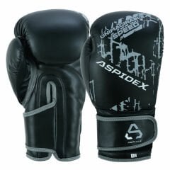 ASPIDEX Guantoni da Boxe Muay Thai - Nero | Grigio