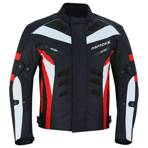 Giubbotto Moto Estivo Uomo Tessuto Tecnico Aspidex Safola Air | Nero - Rosso