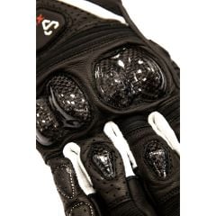 Guanti Moto Estivi LS2 Spark 2 - Pelle CE, Protezioni Carbonio | Nero - Bianco