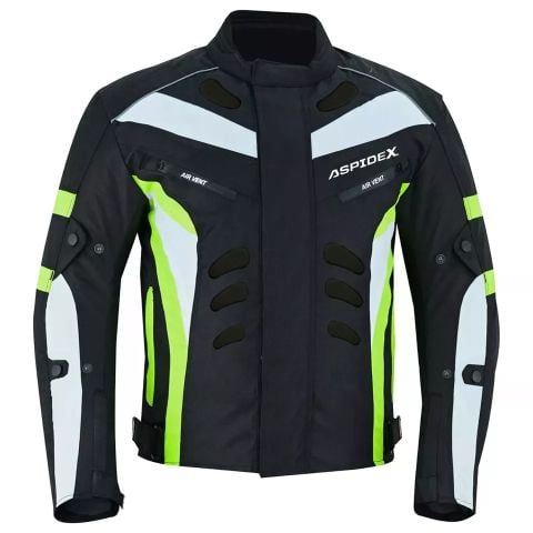 Giubbotto Moto Estivo Uomo Tessuto Tecnico Aspidex Safola Air | Nero - Giallo Fluo