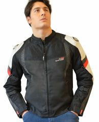 GIACCA MOTO ESTIVA JS WOODY DA UOMO TRAFORATO E IMPERMEABILE CON PROTEZIONI CE