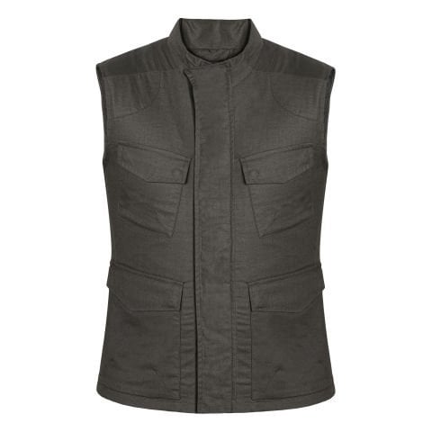 GILET MOTO UOMO IN COTONE MULTITASCA FODERATO IN RETE - Protezioni Incluse Gratis | MARONE
