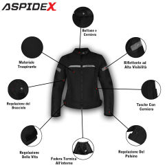 GIACCA DONNA R2F IMPERMEABILE - Moto Estiva Aspidex CE -NERO