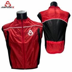 Gilet da ciclismo rosso senza maniche ventilato con zip intera da uomo L