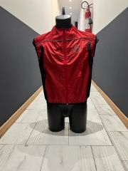 Gilet da ciclismo rosso senza maniche ventilato con zip intera da uomo L