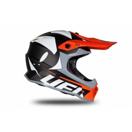 Casco Da Moto Cross UFO BOY HE192 | Nero Bianco Arancione