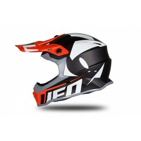 Casco Da Moto Cross UFO BOY HE192 | Nero Bianco Arancione