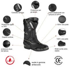 ASPIDEX Stivale da moto in pelle(Nero)