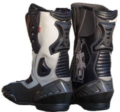 ASPIDEX Stivale da moto in pelle(Bianco e Nero)