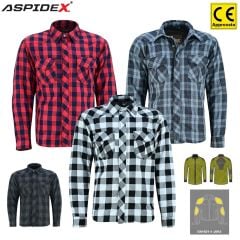 Aspidex Camicia Da Moto Con Kevlar Da Uomo | Nero