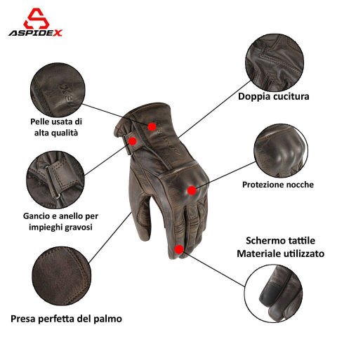 Guanti Moto Invernali  In Pelle Lost Frontier Wax Marrone