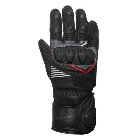 Guanti Moto Corsa In Pelle Aspidex Richace | Nero