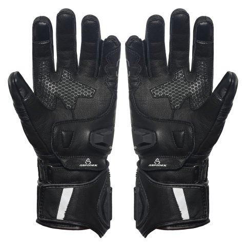 Guanti Moto Corsa In Pelle Aspidex Richace | Nero