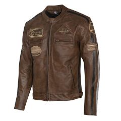 Giacca da moto in pelle vintage | Protezioni CE-UOMO-Marrone