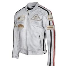 Giacca da moto in pelle vintage | Protezioni CE-UOMO-Girgio