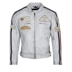 Giacca da moto in pelle vintage | Protezioni CE-UOMO-Girgio