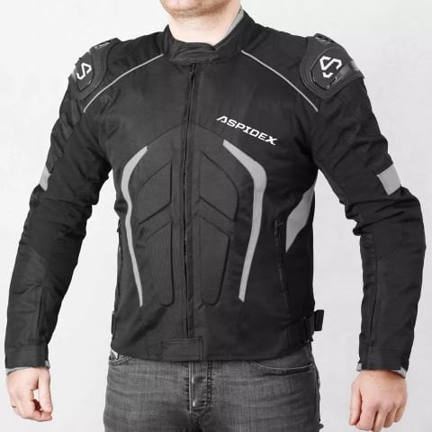 Giacca Tessuto Moto Protezioni Fodera Termica Removibile Impermeabile 2 Stagioni | Nero - Bianco