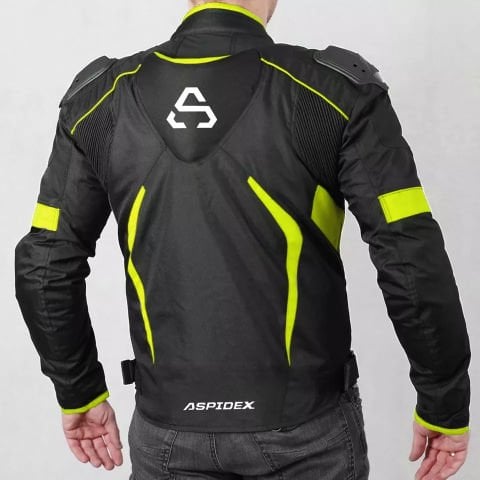 Giacca Tessuto Moto Protezioni Fodera Termica Removibile Impermeabile 2 Stagioni | Nero - Giallo Fluo