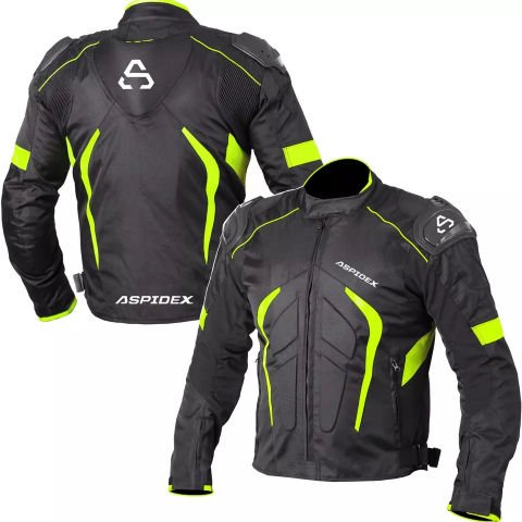 Giacca Tessuto Moto Protezioni Fodera Termica Removibile Impermeabile 2 Stagioni | Nero - Giallo Fluo