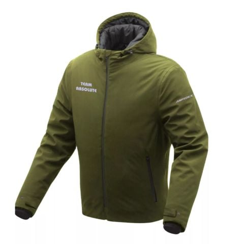 ASPIDEX Team Giacca Moto Fodera trapuntata Softshell Felpa Uomo Impermeabile - Oliva