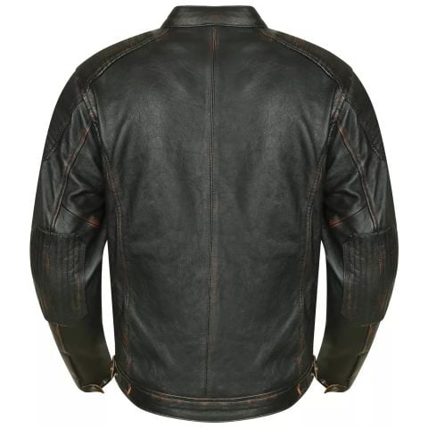 LOSTFRONTIER Giacca Moto in Pelle Vintage Sfodrabile Protezioni Cafe' Racer CE - Nero
