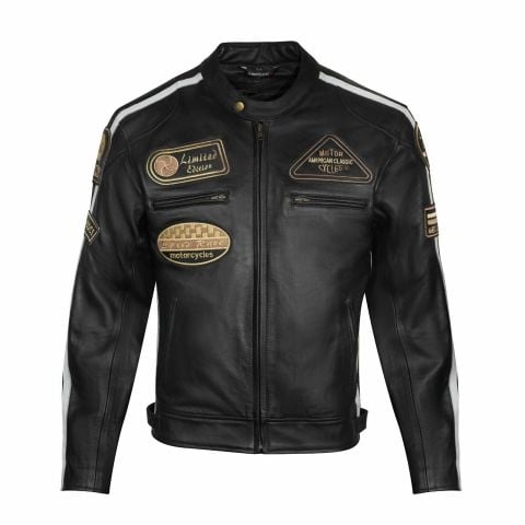 Giacca da moto in pelle vintage | Protezioni CE-DONNA-NERO