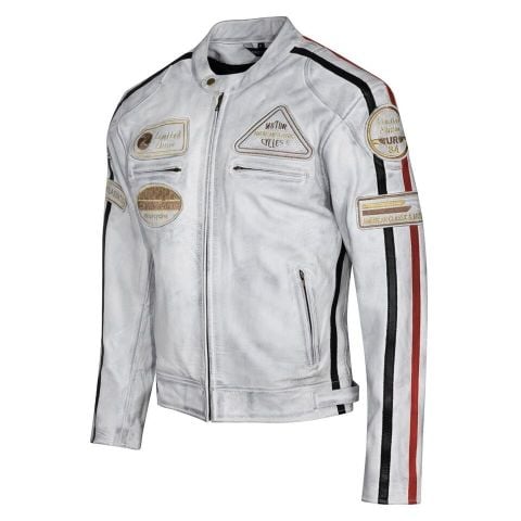 Giacca da moto in pelle vintage | Protezioni CE-DONNA-Girgio