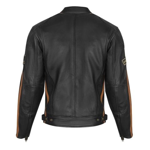 Giacca da moto in pelle vintage | Protezioni CE-DONNA-NERO-SENZA STRATO