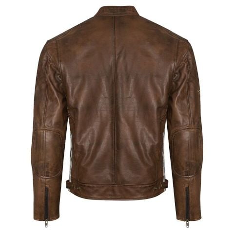 Giacca da moto in pelle vintage | Protezioni CE-UOMO-Marrone-SENZA STRATO