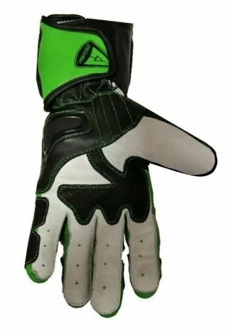 Guanti Moto Racing VENOM 2.0 - Pelle, Protezioni, Verde Kawasaki-Verde Scuro