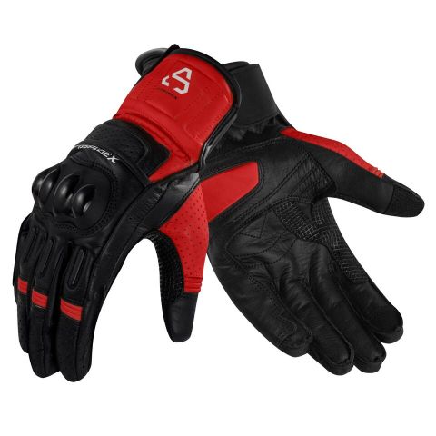 Guanti Moto Pelle Traforati Aspidex - Protezioni Carbonio, Estivi | Rosso