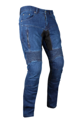 Jeans pantaloni moto con kevlar protezioni ginocchia fianchi omologate CE BLU