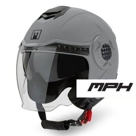 Casco Mph Jet Dj Semintegrale Grigio Opaco Doppia Visiera Omologato Mis