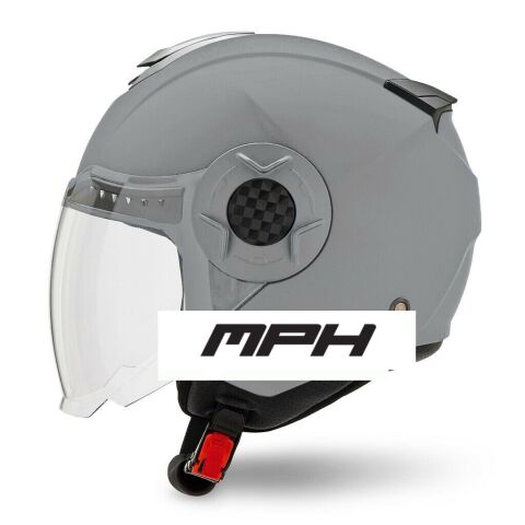 Casco Mph Jet Dj Semintegrale Grigio Opaco Doppia Visiera Omologato Mis