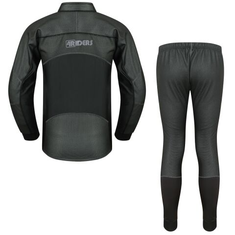 4RIDERS Sottotuta Moto Nero Leggero Durevole Alte prestazioni UOMO 2-Pezzi